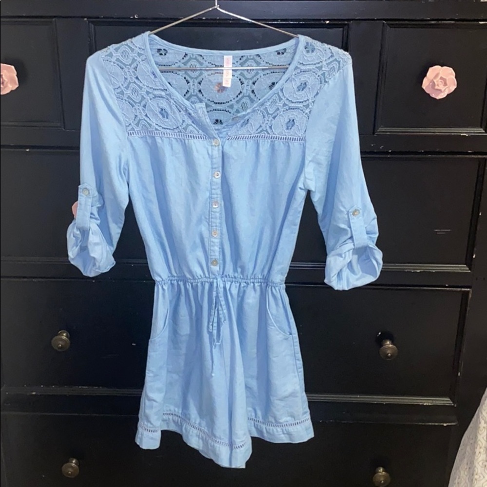 Xhilaration light denim blue button up jumper XS​